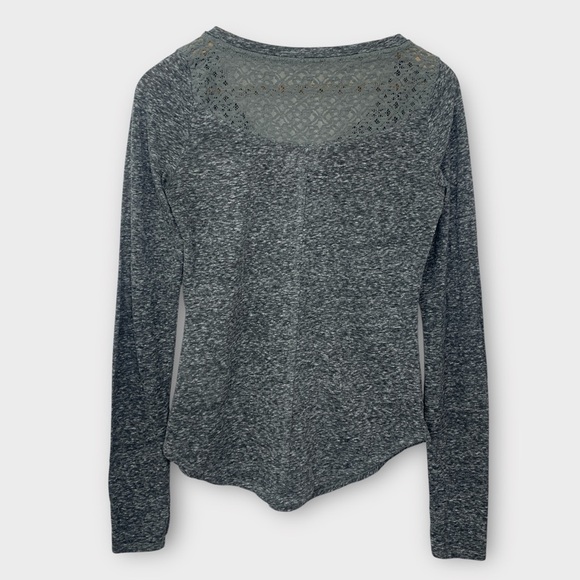 Hollister 90s Y2K Henley Top Lace Long Sleeve Gray - Picture 6 of 10